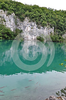 Turquoise Lake with Rocky Background