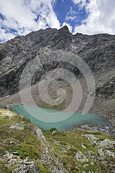 Turquoise lake Vordersee in Gradental national park Hohe Tauern, Austria