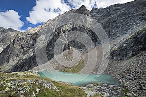 Turquoise lake Vordersee in Gradental national park Hohe Tauern, Austria