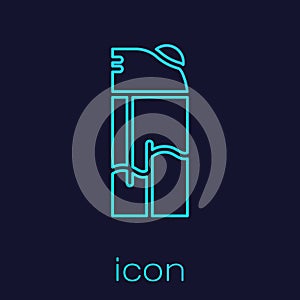 Turquoise line Lighter icon isolated on blue background. Vector