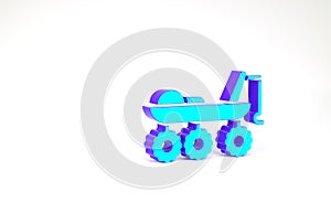 Turquoise Mars rover icon isolated on white background. Space rover. Moonwalker sign. Apparatus for studying planets