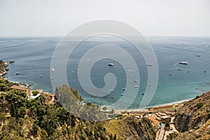 Turquoise Mediterranean sea in Taormina Sicily Italy