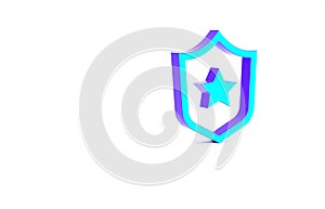 Turquoise Military reward medal icon isolated on white background. Army sign. Minimalism concept. 3d illustration 3D