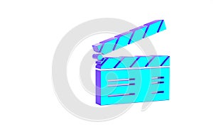 Turquoise Movie clapper icon isolated on white background. Film clapper board. Clapperboard sign. Cinema production or