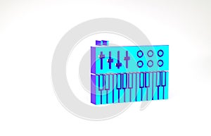 Turquoise Music synthesizer icon isolated on white background. Electronic piano. Minimalism concept. 3d illustration 3D