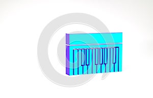 Turquoise Music synthesizer icon isolated on white background. Electronic piano. Minimalism concept. 3d illustration 3D