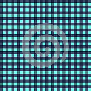 Turquoise Navy Blue Seamless Small French Checkered Pattern. Little Colorful Fabric Check Pattern Background. Classic Checker