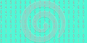 Turquoise numeric binary creative surface. Numeral tech design backdrop. Abstract display digit pattern. Electronic Numbers