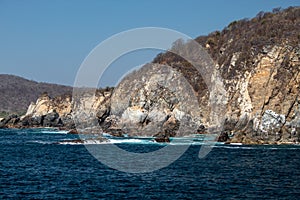 Turquoise ocean a sunny day in huatulco mexico