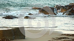 Turquoise Ocean Waves Hitting Rocks Scenery