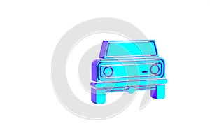 Turquoise Off road car icon isolated on white background. Jeep sign. Minimalism concept. 3d illustration 3D render