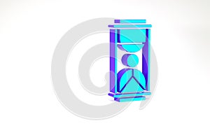 Turquoise Old hourglass with flowing sand icon isolated on white background. Sand clock sign. Business and time