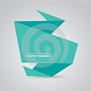 Turquoise origami paper speech bubble or banner