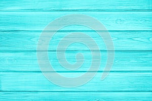 Turquoise painted wooden boards. Light teal pastel colour wood texture. Shabby chic rustic vintage background