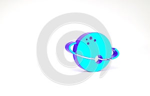 Turquoise Planet icon isolated on white background. Minimalism concept. 3d illustration 3D render