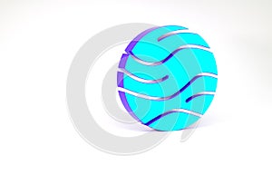 Turquoise Planet icon isolated on white background. Minimalism concept. 3d illustration 3D render