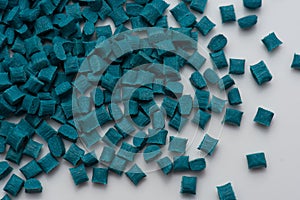 Turquoise plastic polymer resins with glass-fibre photo
