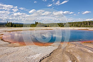 Turquoise Pole located next to Grand Prismatic Spring in Yellowstone National Park Wyoming USA