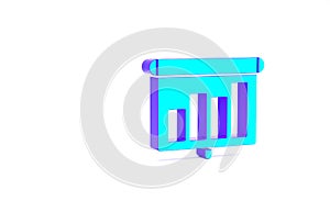 Turquoise Presentation financial business board with graph, schedule, chart, diagram, infographic, pie graph icon