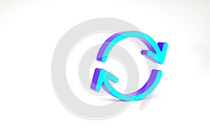 Turquoise Refresh icon isolated on white background. Reload symbol. Rotation arrows in a circle sign. Minimalism concept