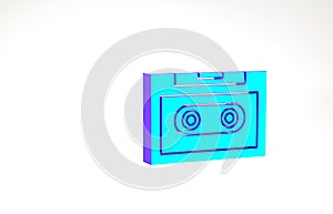 Turquoise Retro audio cassette tape icon isolated on white background. Minimalism concept. 3d illustration 3D render