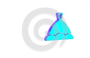 Turquoise Sauna hat icon isolated on white background. Minimalism concept. 3d illustration 3D render