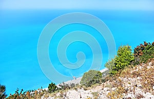 turquoise scenery of Egremni beach Lefkada island Greece