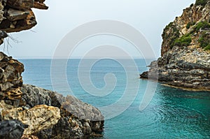 Turquoise sea bay with cliff in Turkey, Mediterranean region