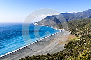 Turquoise Sea and Black Sand Beach of Nonza, Corsica