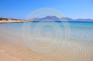 Turquoise sea landscape of Pori beach Ano Koufonisi island Greece