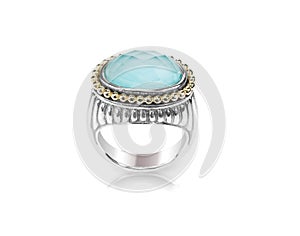 Turquoise silver gold fashion ring