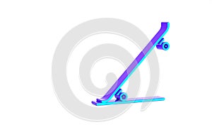 Turquoise Skateboard icon isolated on white background. Extreme sport. Sport equipment. Minimalism concept. 3d