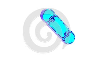 Turquoise Skateboard icon isolated on white background. Extreme sport. Sport equipment. Minimalism concept. 3d