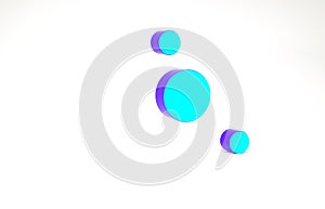Turquoise Solar system icon isolated on white background. The planets revolve around the star. Minimalism concept. 3d