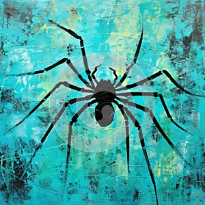 Turquoise Spider: Lowbrow Impressionism Wall Art On Large Canvas