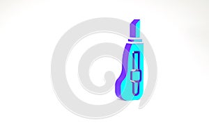 Turquoise Stationery knife icon isolated on white background. Office paper cutter. Minimalism concept. 3d illustration