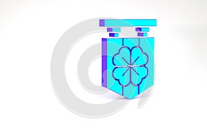 Turquoise Street signboard with four leaf clover icon isolated on white background. Suitable for advertisements bar