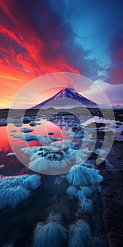 Turquoise Sunrise Volcano: A Captivating Fine Art Photography