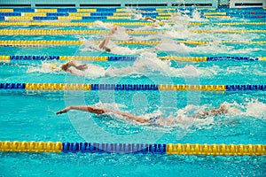 Turquoise swimming pool lanes