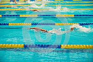 Turquoise swimming pool lanes