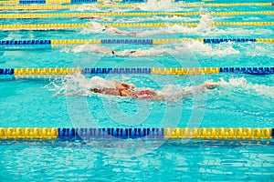 Turquoise swimming pool lanes