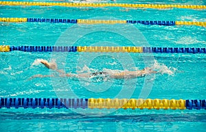 Turquoise swimming pool lanes