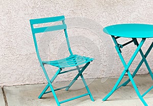 Turquoise table and chair