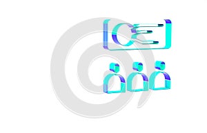 Turquoise Training, presentation icon isolated on white background. Minimalism concept. 3d illustration 3D render