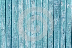 Turquoise vertical wooden planks. Blue, light green painted wood background. Vintage pattern for decorative design.  Old table. Gr photo