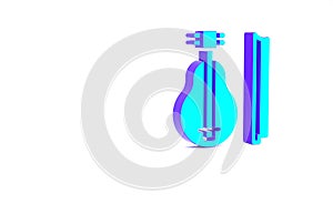 Turquoise Violin icon isolated on white background. Musical instrument. Minimalism concept. 3d illustration 3D render