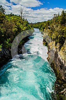 Turquoise Waikato river, Huka Falls, Taupo, New Zealand