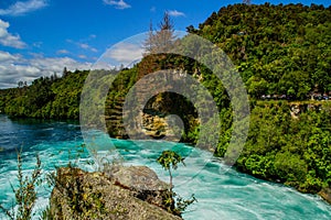 Turquoise Waikato river, Huka Falls, Taupo, New Zealand