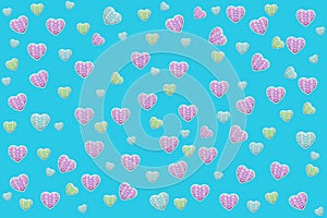 Turquoise wallpaper with hearts