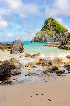 Turquoise water around the Two Brothers rocks, Fernando de Noronha, UNESCO World Heritage Site, Brazil